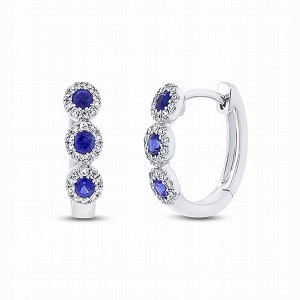 Sapphire & Diamond Huggie Earrings