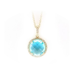 Blue Topaz & Diamond Pendant