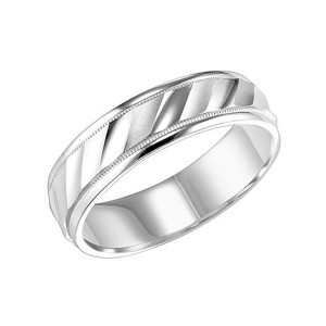 Men's Gold Diagonal Line Detailed Wedding Band