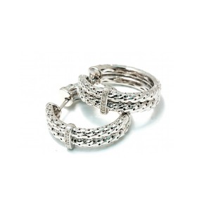 Sterling Silver Hoop Earring with Diamond Accents