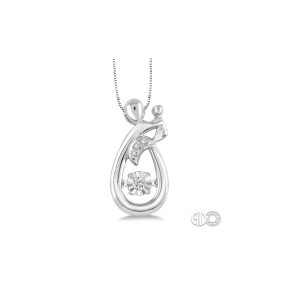 Sterling Silver Mother Child Motion Diamond Pendant