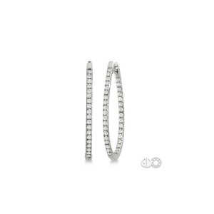Diamond Oval Inside Outside Hoop Earring