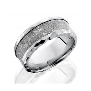 Men's Cobalt Chrome Wedding Band with Meteorite Inlay