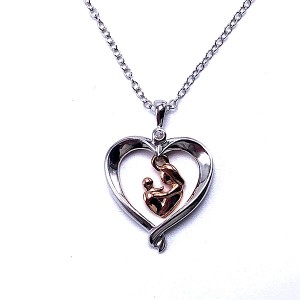 Sterling Silver & Gold Mother & Child Pendant
