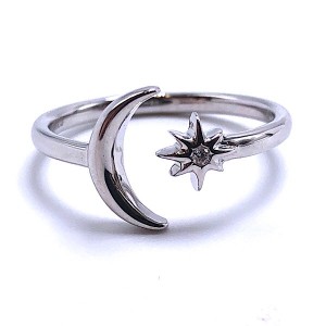 Sterling Silver Moon & Star Ring