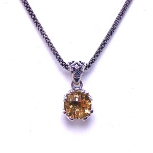 Sterling Silver Citrine Pendant by Samuel B.