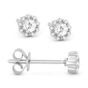 White Topaz & Diamond Earrings