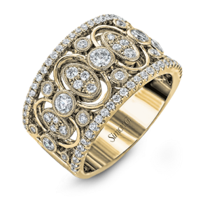 Simon G. Diamond Antique style wide band