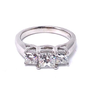 Three Stone Princess Cut Diamond Engagement Ring