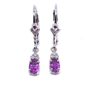 Pink Sapphire & Diamond Earrings