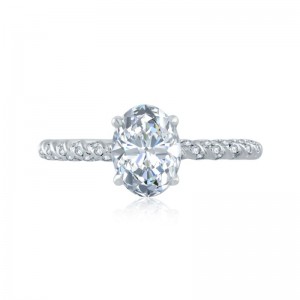 A.JAFFE Pave Twisted Band Oval Solitaire Semi Mount