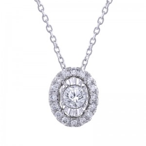 Diamond Pendant With Oval Halo