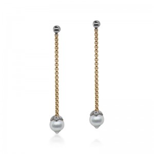 Alor Pearl Drop Earrings in 18K Yellow Gold