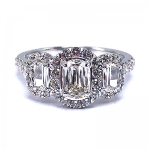 L'Amour Oval Crisscut Three Diamond Engagement Ring