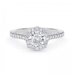 De Beers Forevermark Center of My Universe® Round Halo Engagement Ring with Diamond Band