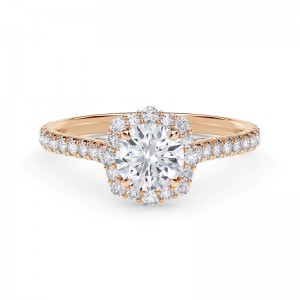 De Beers Forevermark Center of My Universe Round Halo Engagement Ring with Diamond Band