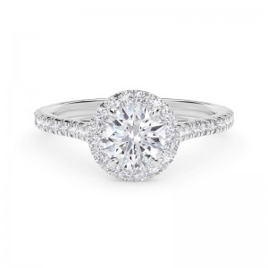 De Beers Forevermark Center of My UniverseÂ® Round Halo Engagement Ring with Diamond Band