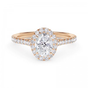 Oval Halo Engagement Ring with Diamond Band