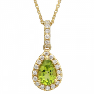 Pear Peridot & Diamond Pendant