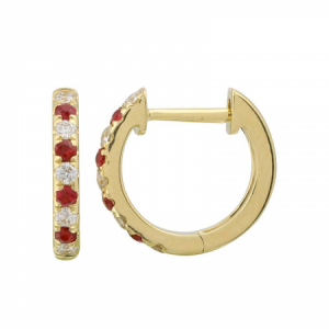 Ruby and Diamond Huggie Earrings