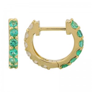 Emerald &  Diamond Huggie Earrings