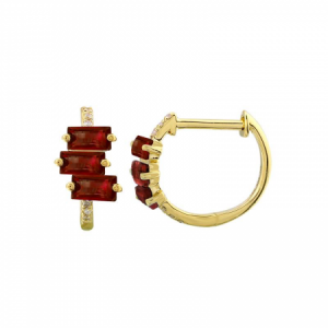 Garnet & Diamond Huggie Earrings