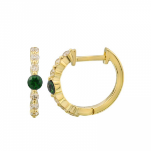 Emerald and Diamond Huggie Earrings