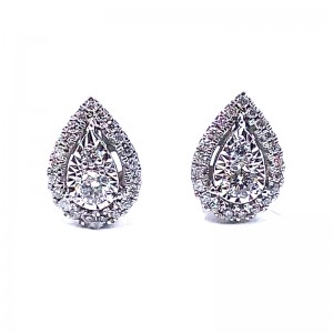 Miracle Mark Diamond Pear Halo Earrings