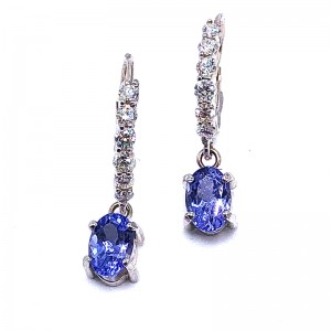 Oval Tanzanite & Diamond Earrings