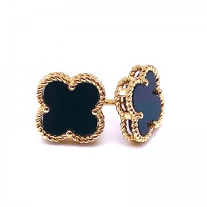 Onyx Clover Earrings