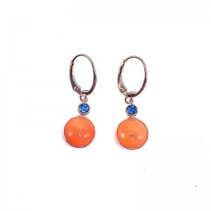 Round Carnelian & London Topaz Earrings by Olivia B