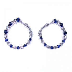 Sapphire & Diamond Hoop Earrings