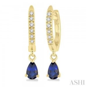 Sapphire & Diamond Pear Huggies