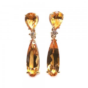 Citrine and Diamond Drop Earrings