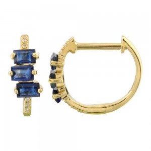 Sapphire & Diamond Huggie Earrings