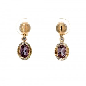 Created Alexandrite and Diamond Oval Earrings
