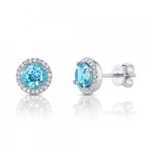 Blue Topaz and Diamond Earrings