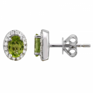 Peridot and Diamond Stud Earrings