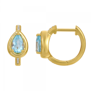 Blue Topaz and Diamond Hoop Earrings