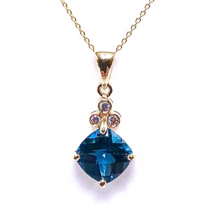 London Topaz & Diamond Pendant