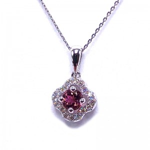 Pink Tourmaline & Diamond Pendant