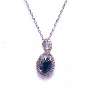 Oval Sapphire & Diamond Pendant