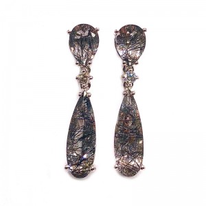 Rutilated Quartz and Diamond Earrings