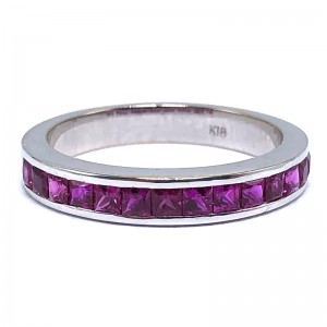 Princess Cut Ruby Band
