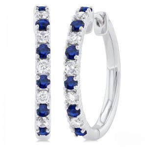 Sapphire / Diamond Hoop Earrings