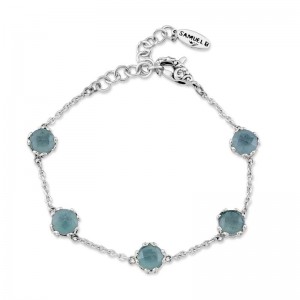 Samuel B. Aquamarine Station Silver Bracelet