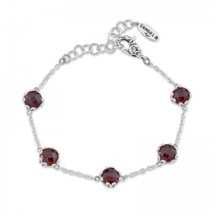 Samuel B.  Garnet Station Silver Bracelet