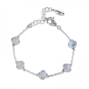 Samuel B. Rainbow Moonstone Station Silver Bracelet