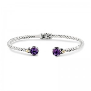 Samuel B. Amethyst Twisted Cable Bangle Bracelet