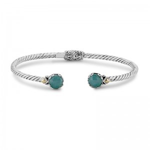 Samuel B.  Aquamarine Twisted Cable Bangle Bracelet